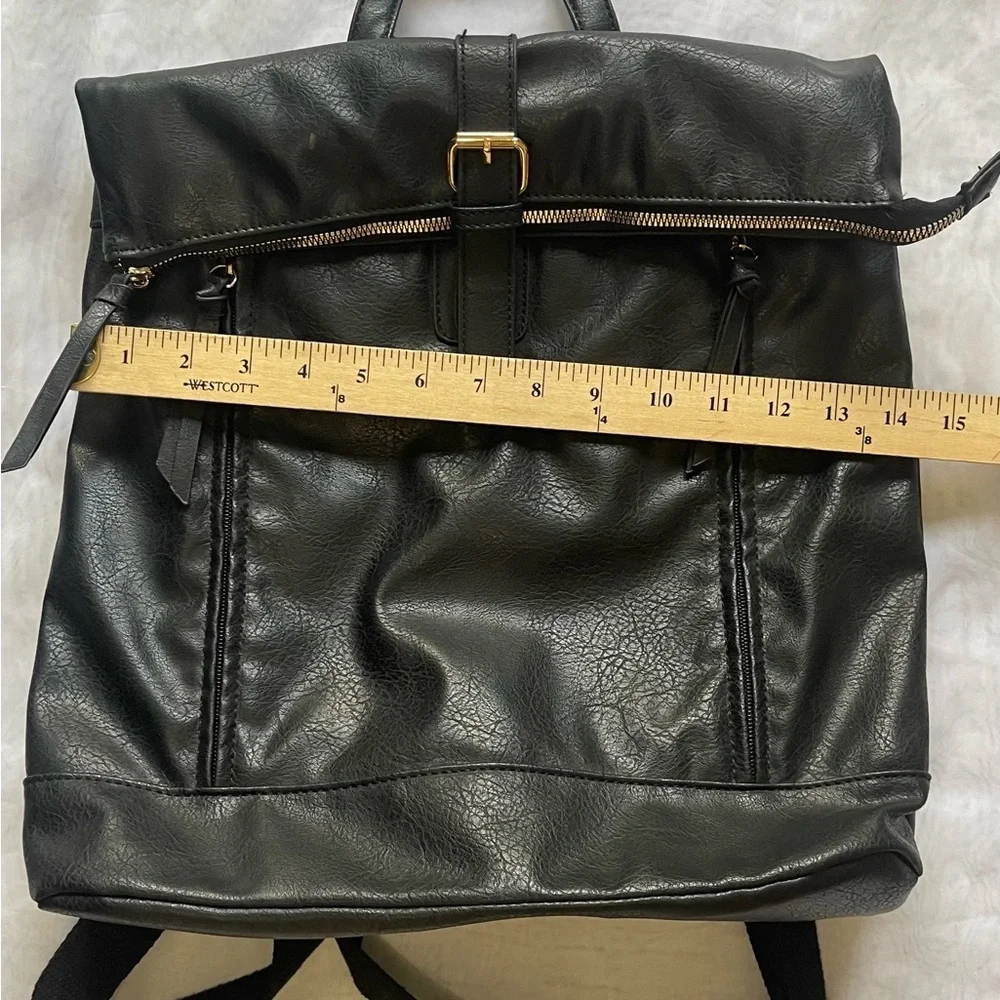 Black‎ Backpack with Fold-Over Flap and Top Handle